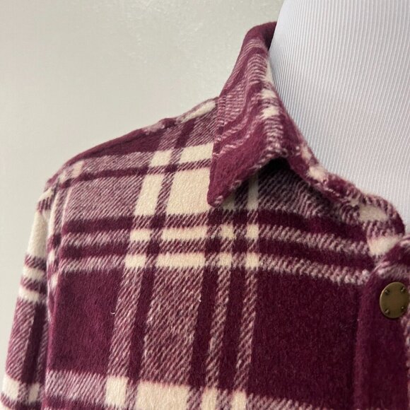 We are the Superlative Conspiracy WESC Shacket Purple Cream Plaid Shirt Jacket - Picture 2 of 11